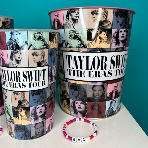 AMC Exclusive Taylor Swift Eras Tour Metal Pink Popcorn Tin Cups & Bracelet New - Picture 5 of 7